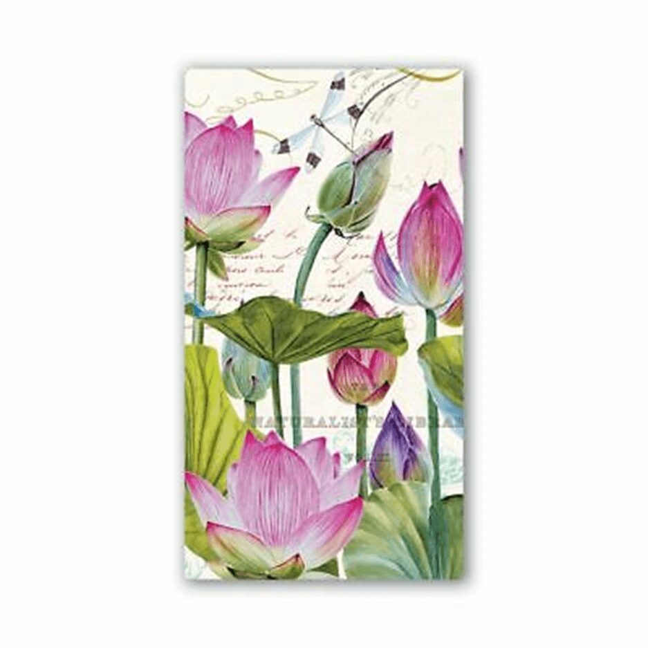 WATER LILIES HOSTESS NAPKINS with flowers illustration