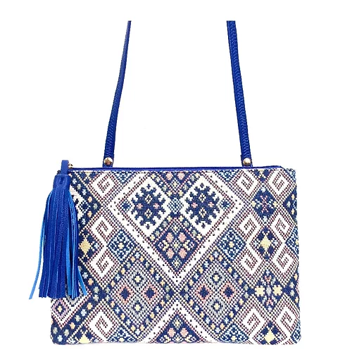 Blue, patterned handbag