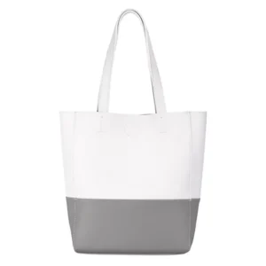 White and gray handbag
