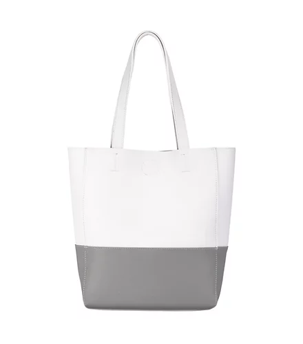White and gray handbag