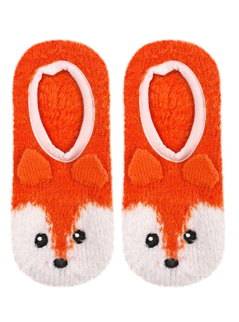 Living Royal Fuzzy Fox Slipper in Orange Color