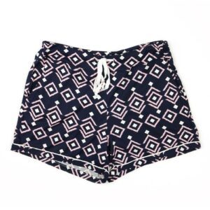 Royal blue shorts with pink illustrations
