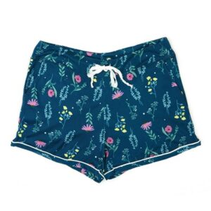 Blue color shorts with flowers illustrations